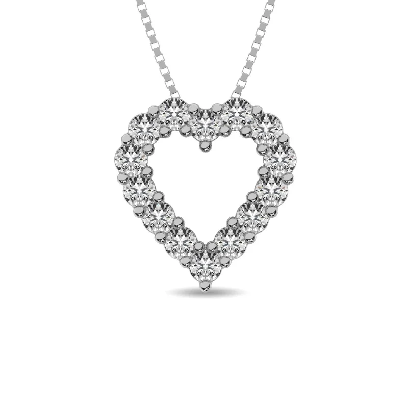 Women’s chokers and necklaces-Diamond 1/4 Ct.Tw. Heart Pendant in 14K White Gold