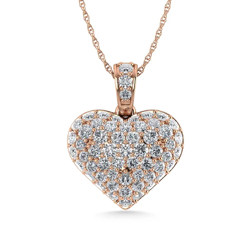 Women’s luxurious necklace-Diamond 2 1/2 Ct.Tw. Cluster Heart Pendant in 10K Rose Gold