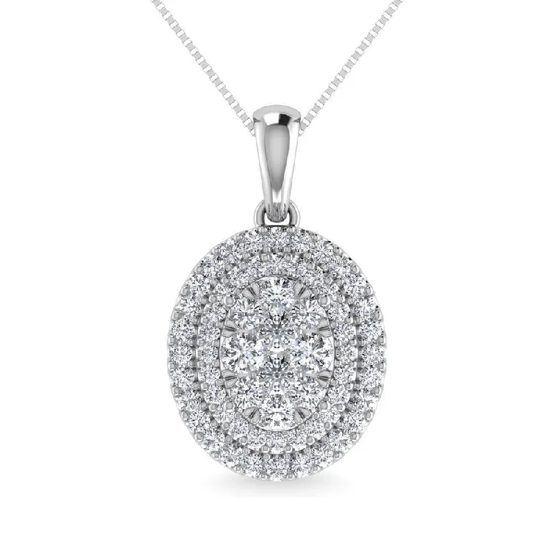 Women’s diamond chain necklace-Diamond 3/4 Ct.Tw. Fashion Pendant in 10K White Gold