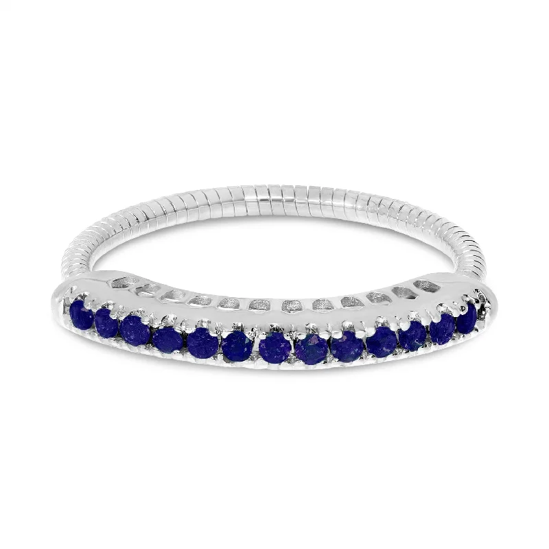 Women’s brilliant-cut engagement ring-SPRYNGS DIAMOND/SAPPHIRE STRETCH RING BVR1065-09