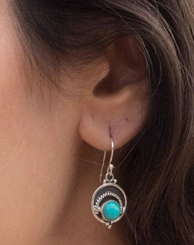 Women’s delicate earrings-Turquoise Earrings  ~ Sterling Silver 925  ~ ME011