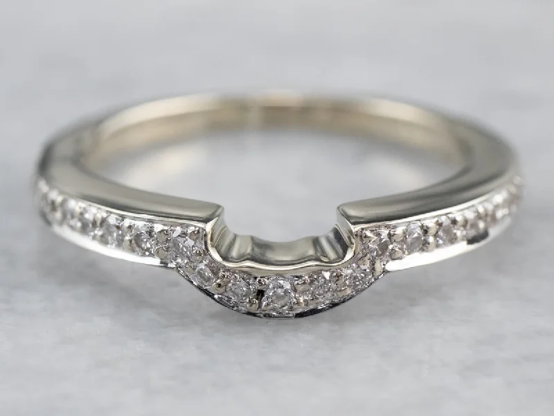 Women’s unique shape engagement ring-Diamond White Gold Solitaire Enhancer Band