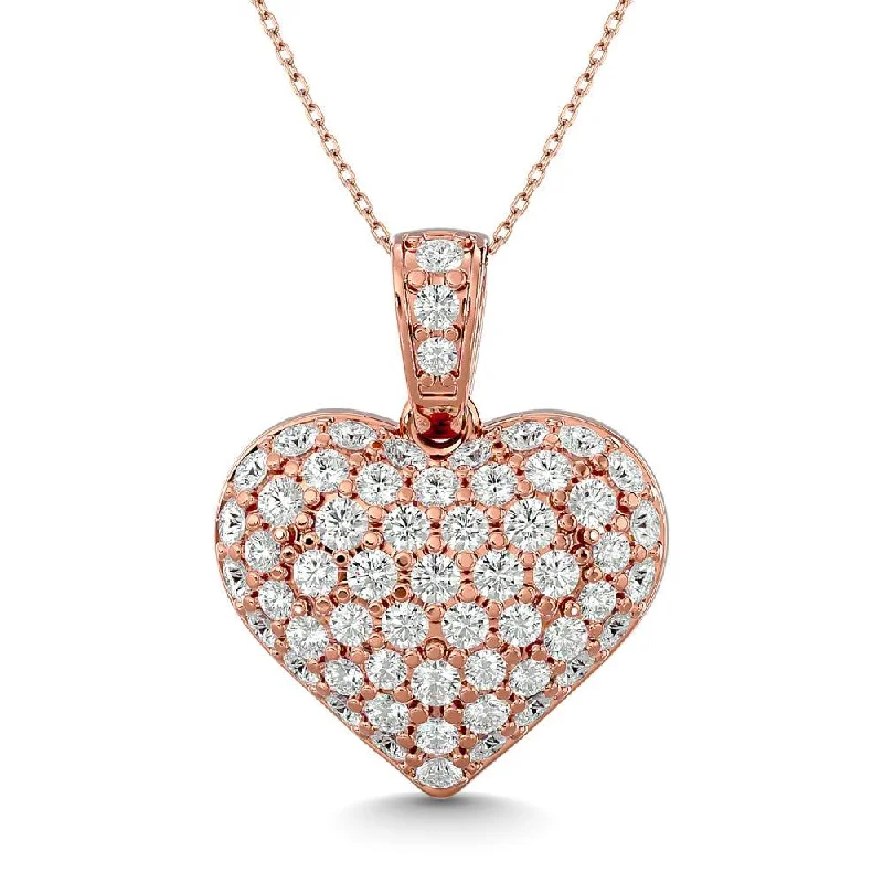 Women’s birthstone pendant necklace-Diamond 2 ct tw Heart Pendant in 10K Pink Gold