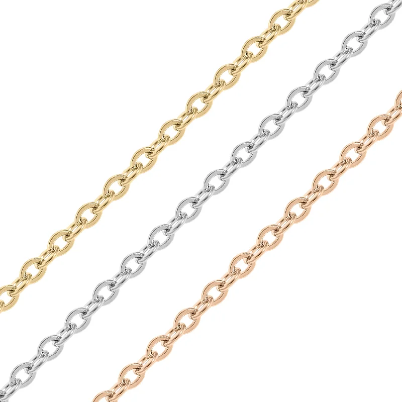 Women’s gemstone chain necklace-2mm 18K Gold PVD Stainless Steel Oval Loop Permanent Jewelry Chain By The Foot / SPL1009