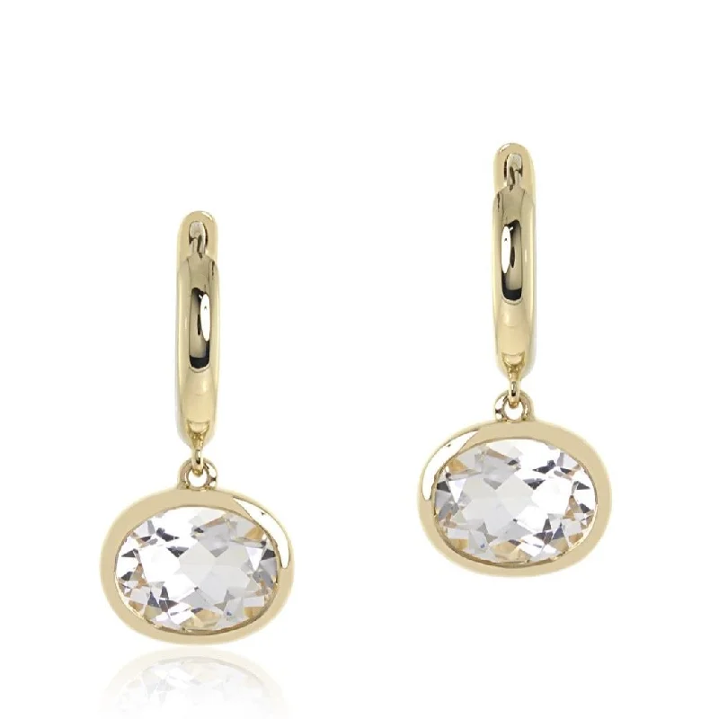 Women’s classic earrings-White Quartz Drop Hoop Earrings