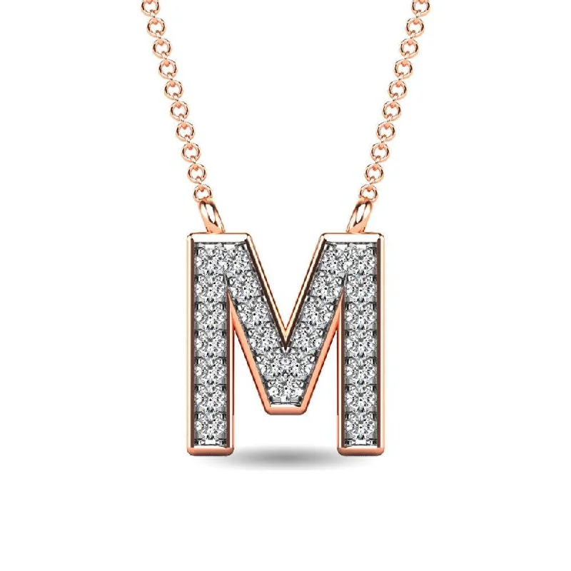 Women’s stylish necklace-Diamond 1/20 Ct.Tw. Letter M Pendant in 10K Rose Gold