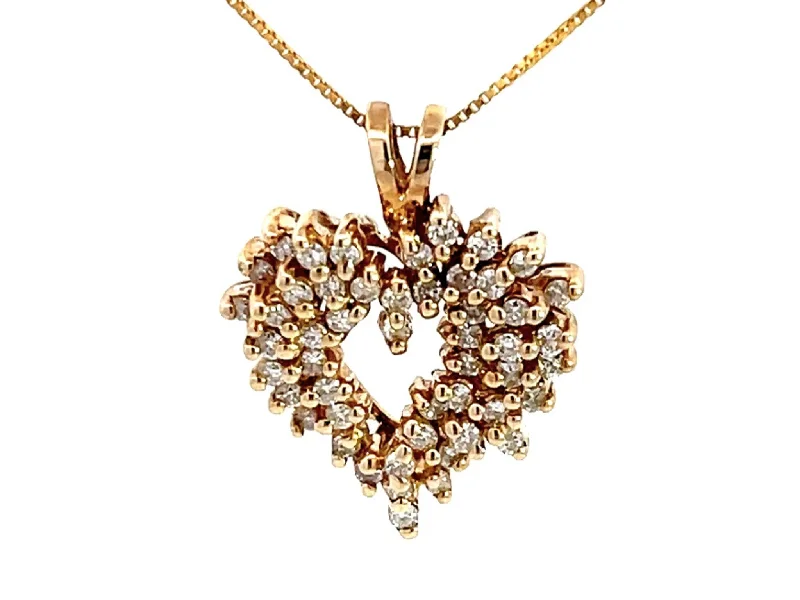 Women’s fashion necklace-Diamond Heart Pendant with Chain in 14k Yellow Gold