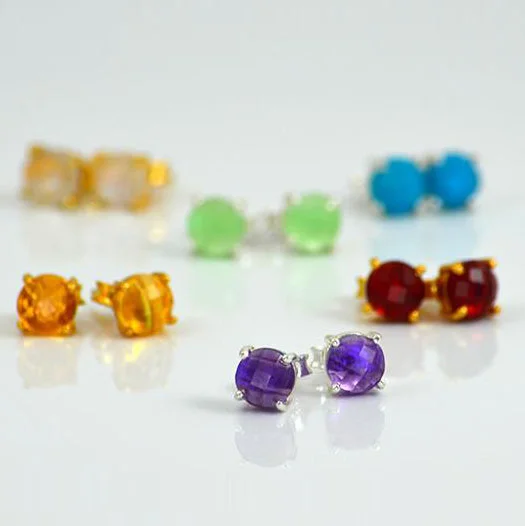 Women’s classic earrings-Custom Birthstone Stud Earrings