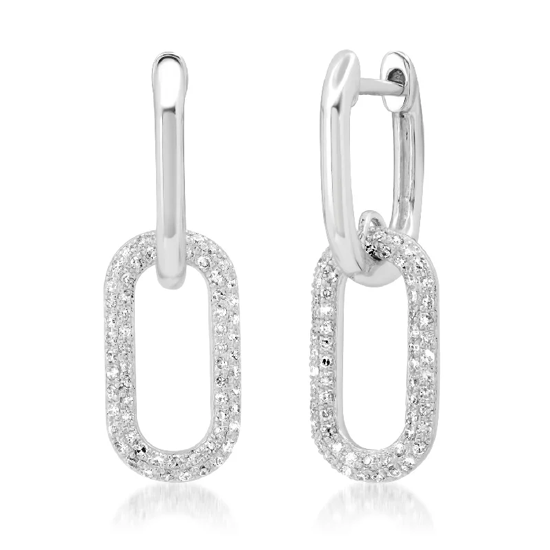 Women’s long earrings-Diamond Link Hoops