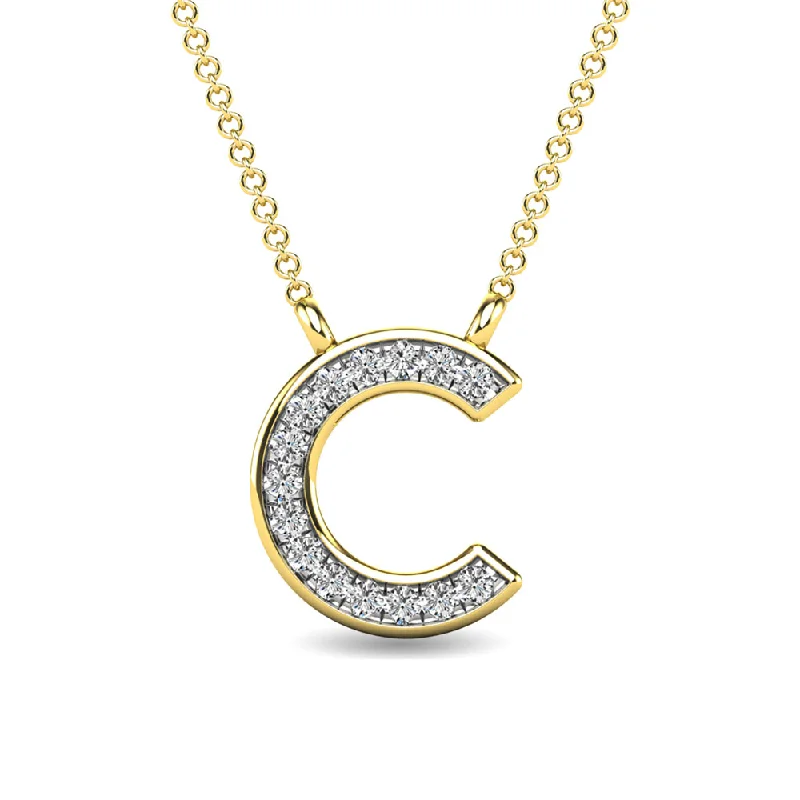 Women’s double pendant necklace-Diamond 1/20 Ct.Tw. Letter C Pendant in 10K Yellow Gold""