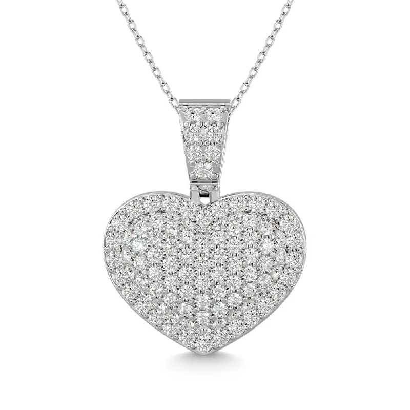 Women’s butterfly necklace-Diamond 1 ct tw Heart Pendant in 10K White Gold