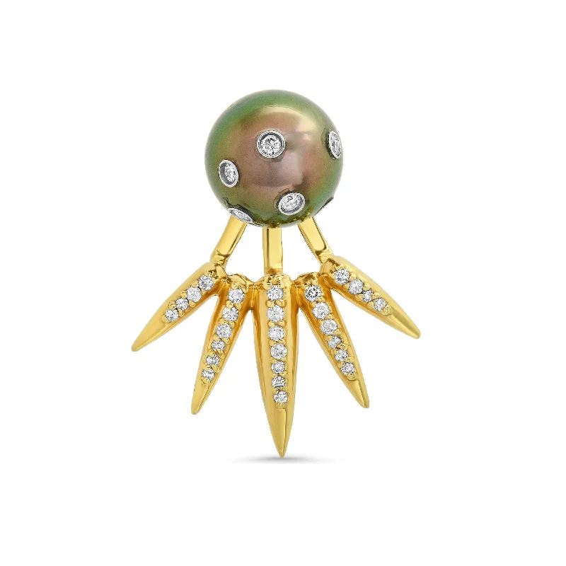 Women’s diamond drop earrings-Pearl Spike Jacket