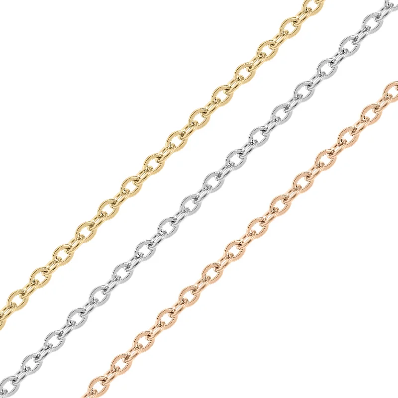 Women’s double chain necklace-1.5mm 18K Gold PVD Stainless Steel Oval Loop Permanent Jewelry Chain By The Foot / SPL1008