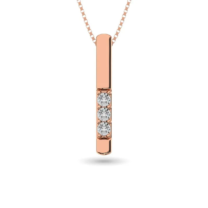 Women’s dainty gold necklace-Diamond 1/20 ct tw Triology Pendant in 10K Rose Gold