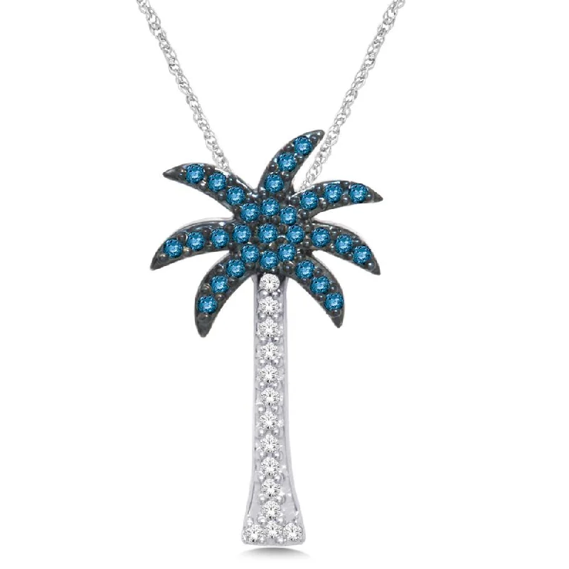 Women’s celestial necklace-14K White Gold 1/4 Ct.Tw. Diamond Palm Tree Pendant