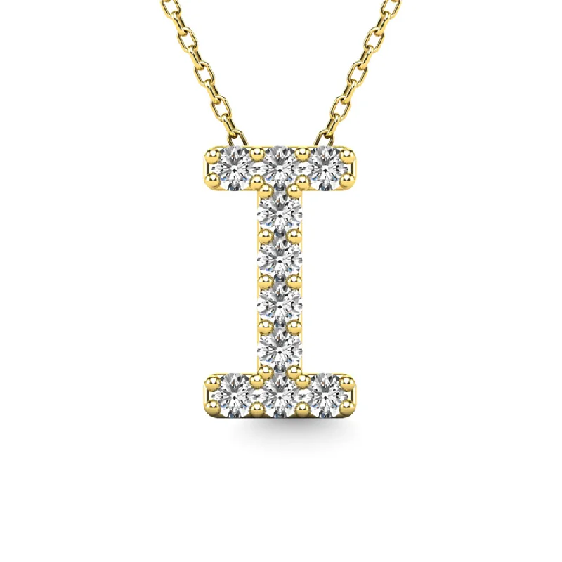 Women’s large pendant necklace-Diamond 1/10 Ct.Tw. Letter I Pendant in 14K Yellow Gold""