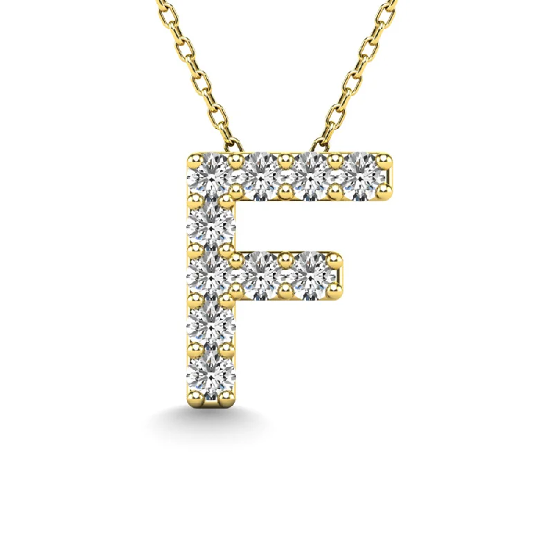 Women’s choker necklace-Diamond 1/10 Ct.Tw. Letter F Pendant in 14K Yellow Gold""