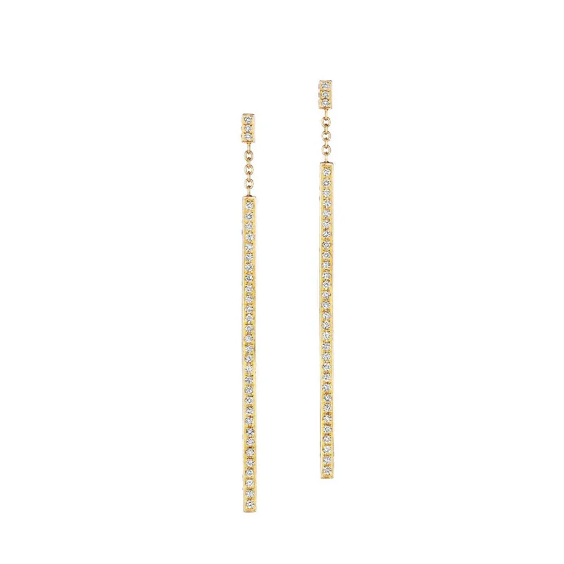 Women’s drop earrings-Piece Stick Pavé Diamond Earrings