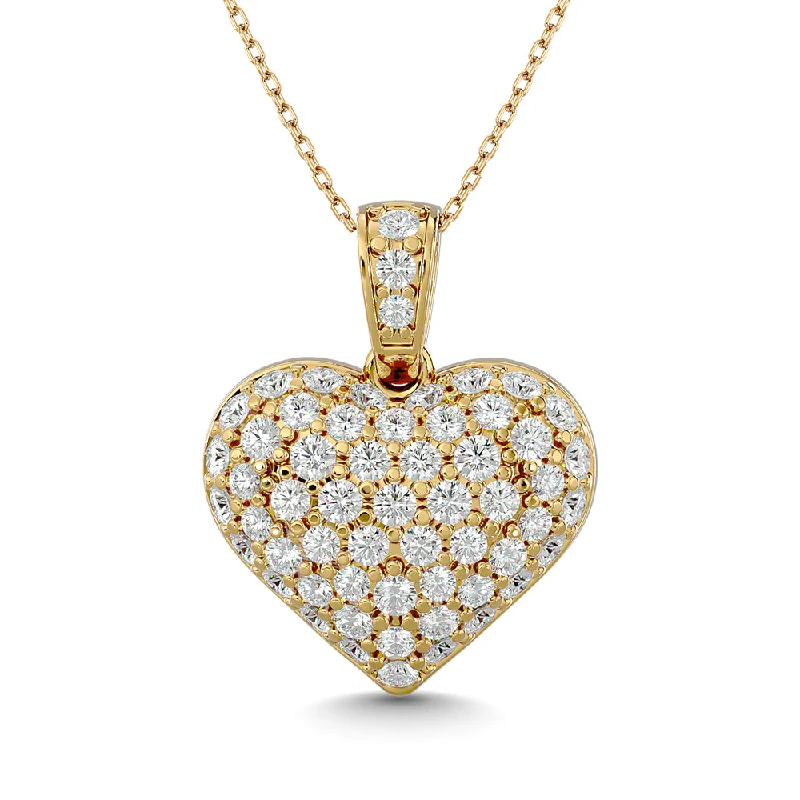 Women’s gold pendant necklace-Diamond 1 ct tw Heart Pendant in 10K Yellow Gold