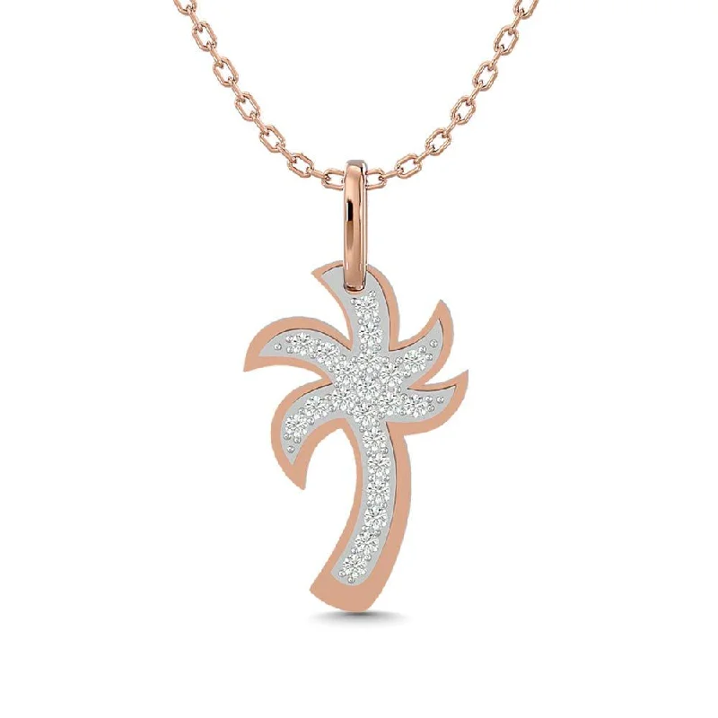 Women’s zodiac pendant necklace-Diamond 1/10 Ct.Tw. Palm Tree Pendant in 14K Rose Gold