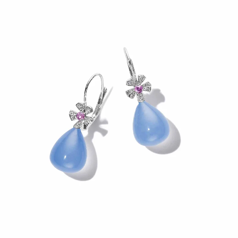 Women’s gold hoop earrings-Wonderland Teardrop Chalcedony Earrings