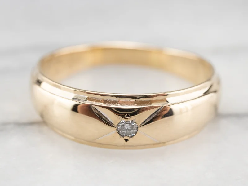 Women’s custom engagement ring-Vintage Diamond Solitaire Band