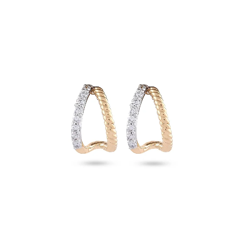 Women’s gold hoop earrings-Rope Diamond Bali