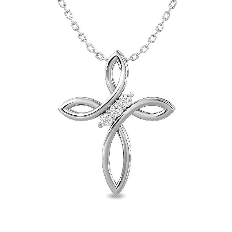 Women’s pendant necklace-Diamond 1/20 ct tw Cross Pendant in Sterling Silver