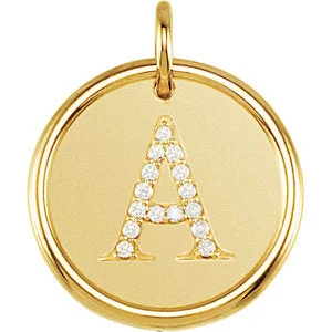 Women’s round pendant necklace-14K Yellow .07 CTW Diamond Initial "A" Pendant