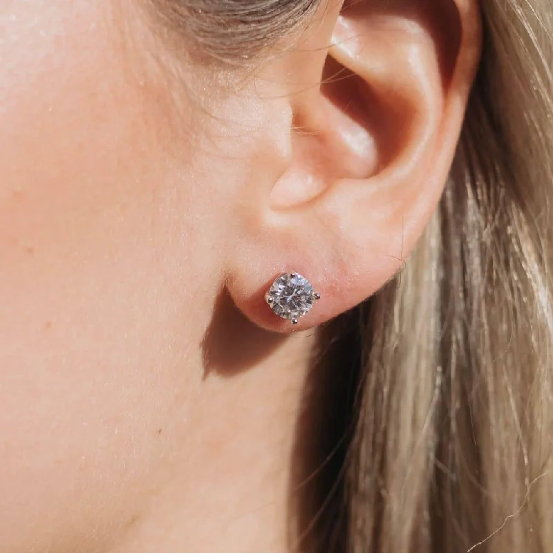 Women’s sapphire earrings-Round Cut Moissanite Earrings