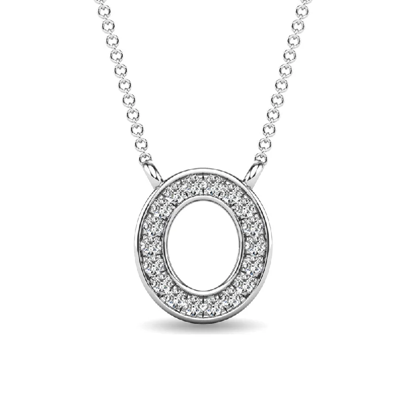 Women’s wedding necklace-Diamond 1/20 Ct.Tw. Letter O Pendant in 10K White Gold"