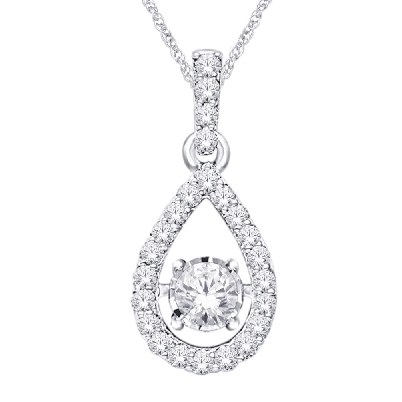 Women’s pearl pendant necklace-10K White Gold 1/4 Ct.Tw.Moving Diamond Fashion Pendant