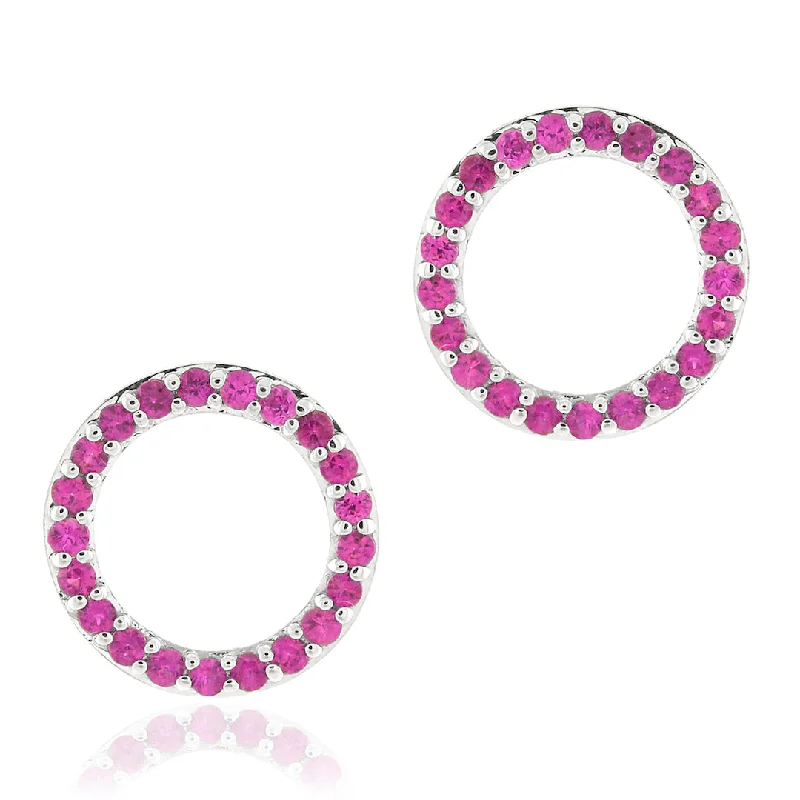 Women’s gold earrings-Pink Sapphire Open Circle Earrings