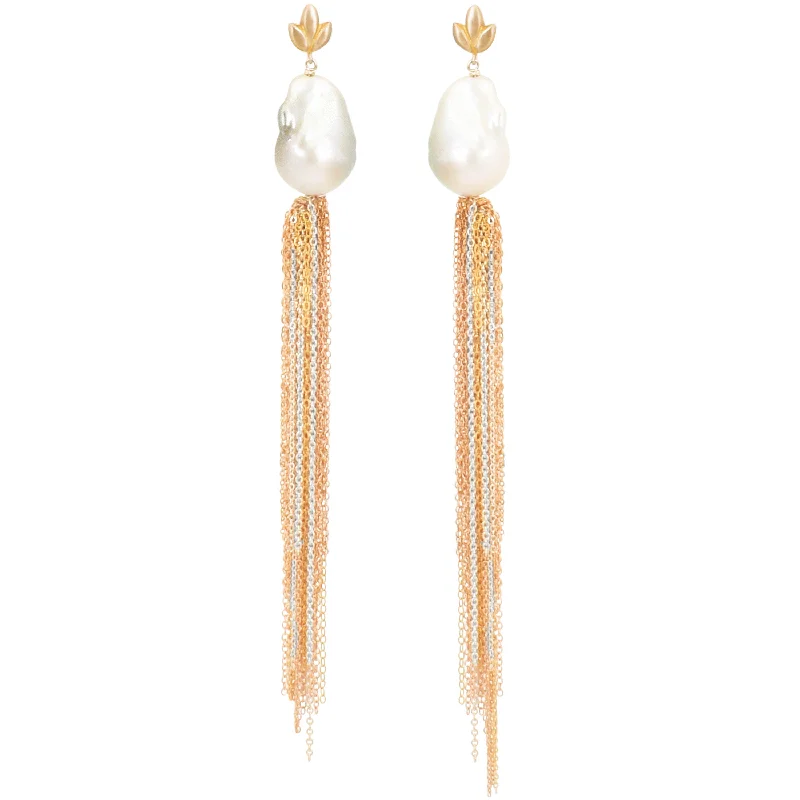 Women’s gold drop earrings-Tassel Earrings