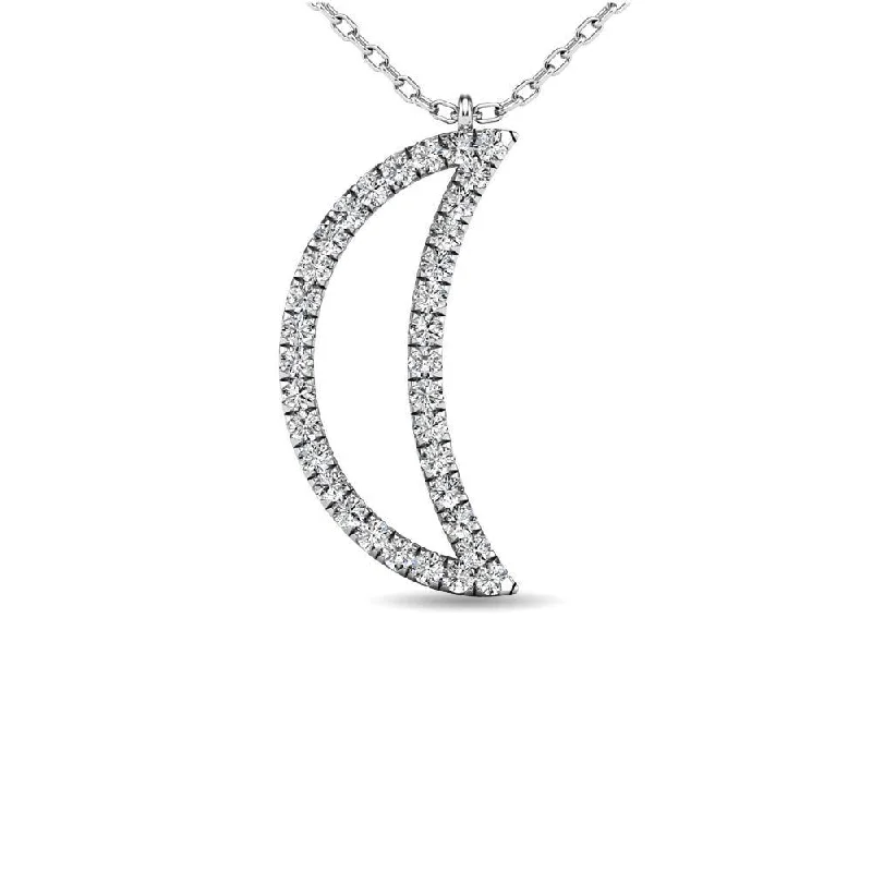 Women’s vintage pendant necklace-Diamond 1/10 ct tw Moon Pendant in 10K White Gold