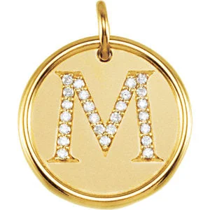 Women’s double pendant necklace-14K Yellow 1/8 CTW Diamond Initial "M" Pendant