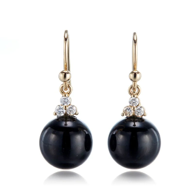 Women’s chic earrings-Madison Drop Earrings in Black Jade & Diamonds