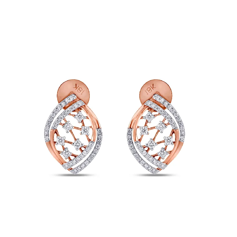 Women’s gold drop earrings-Dazzel Leaf Diamond Earrings