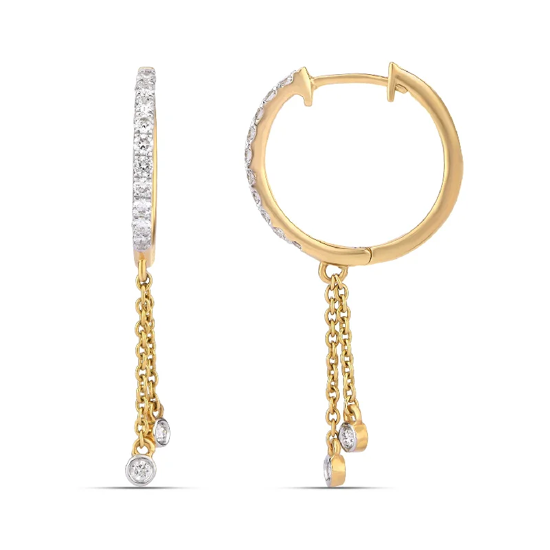 Women’s charm earrings-Diamond Chain Tasseled Hoop earrings