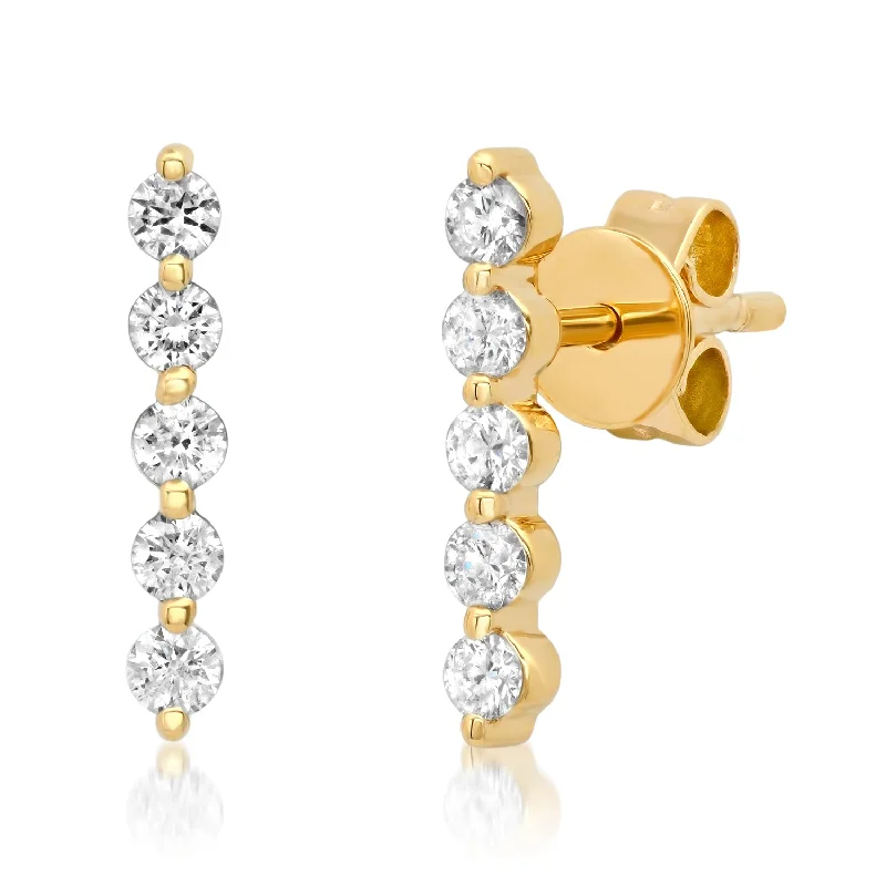 Women’s long earrings-5 Diamond Studs