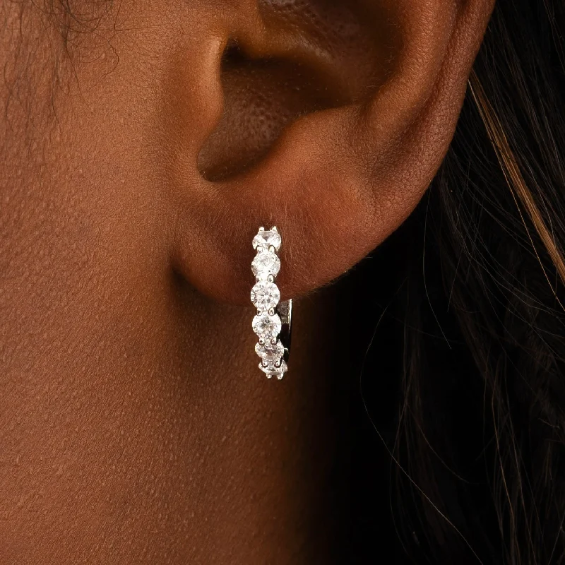 Women’s hoop and stud earrings-Iced Hoop Earrings