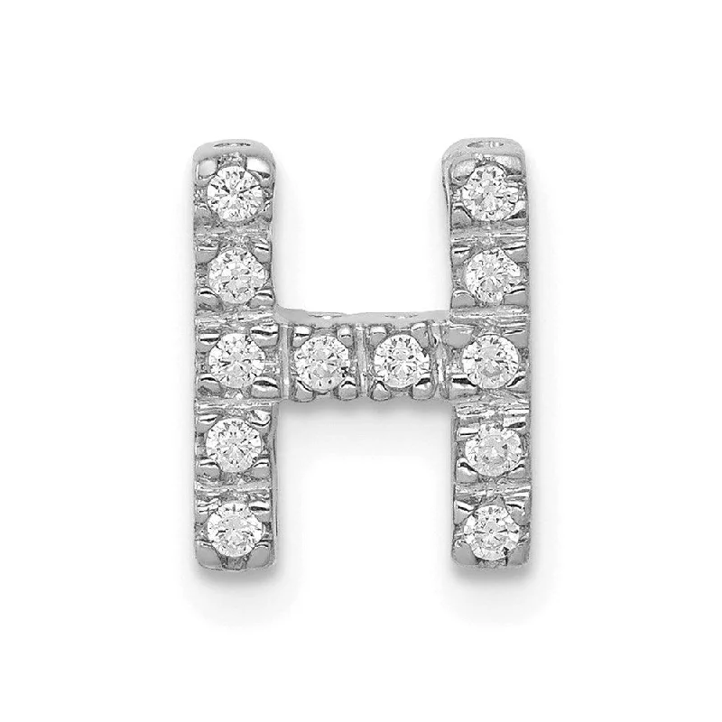 Women’s halo ring engagement-14k White Gold Diamond Initial H Charm