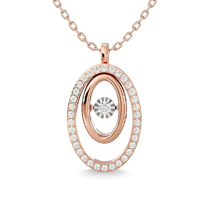 Women’s vintage-inspired necklace-Diamond 1/4 Ct.Tw. Oval Shape Pendant in 14K Rose Gold