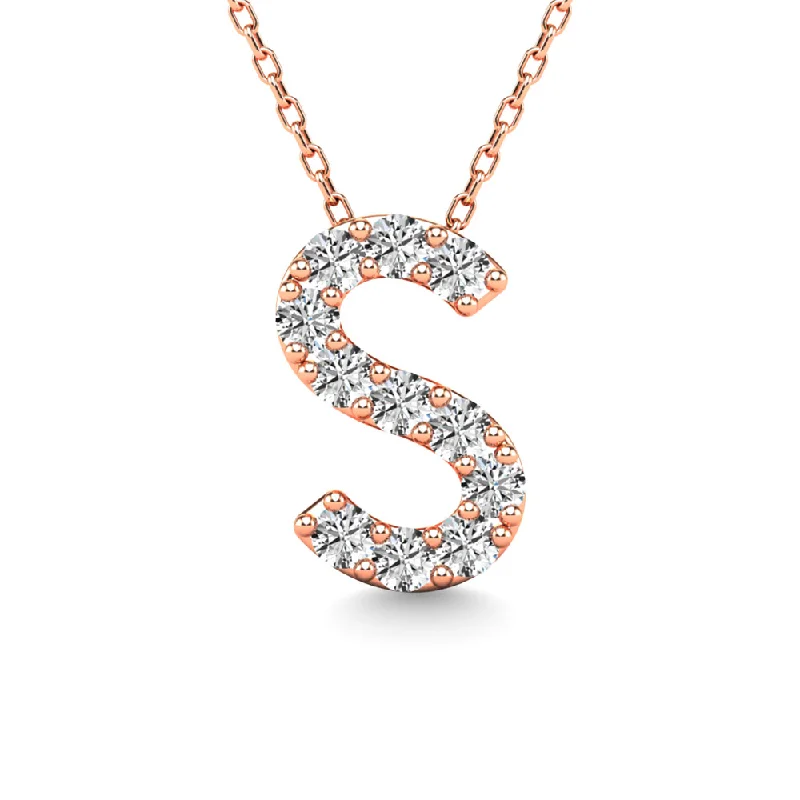 Women’s stylish necklace-Diamond 1/10 Ct.Tw. Letter S Pendant in 14K Rose Gold""