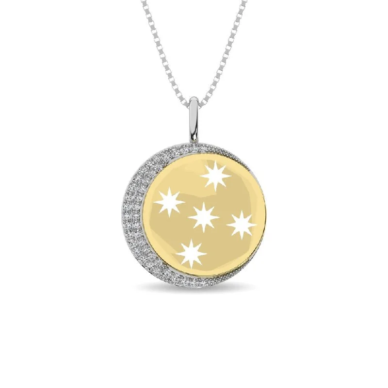 Women’s silver chain necklace-Diamond 1/10 ct tw Star and Circle Pendant in 10K Two Tone Gold