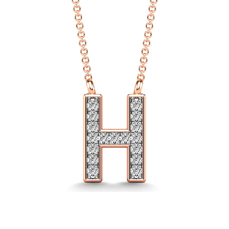 Women’s heart-shaped pendant necklace-Diamond 1/20 Ct.Tw. Letter H Pendant in 10K Rose Gold""