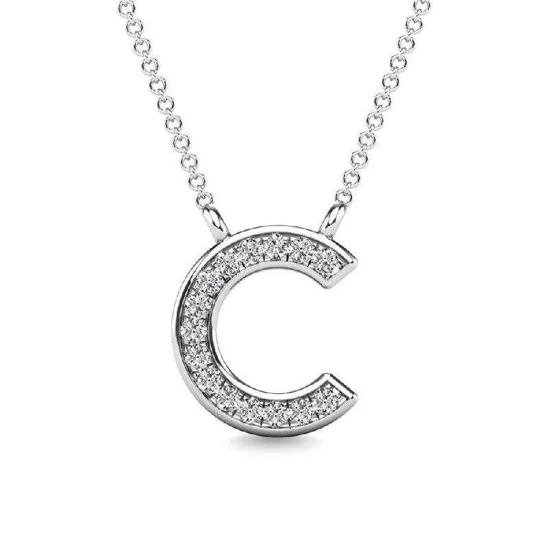 Women’s gemstone chain necklace-Diamond 1/20 Ct.Tw. Letter C Pendant in 10K White Gold