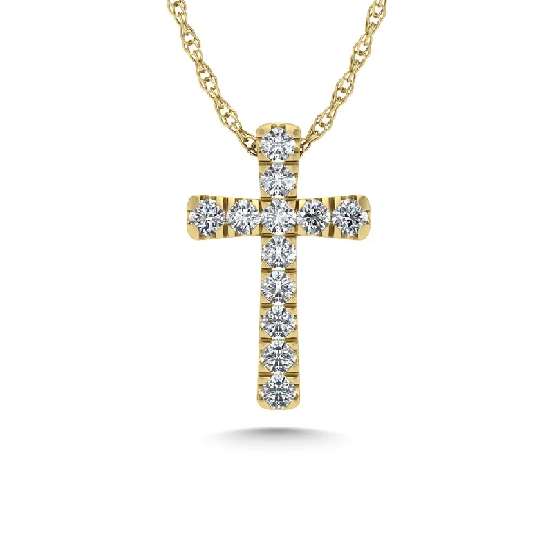 Women’s wedding necklace-14K Yellow Gold Diamond 1/8 Ct.Tw. Cross Pendant