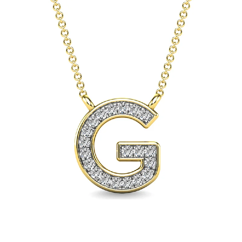 Women’s silver necklace-Diamond 1/20 Ct.Tw. Letter G Pendant in 10K Yellow Gold""