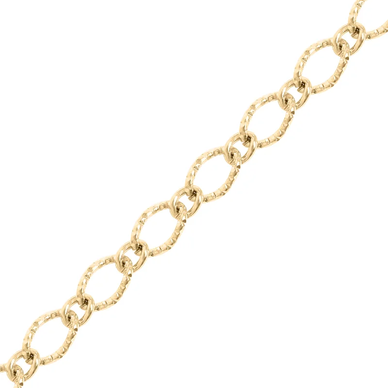 Women’s diamond choker necklace-18K Gold PVD Stainless Steel Hammered Oval Chain - By The Foot / SPL1032